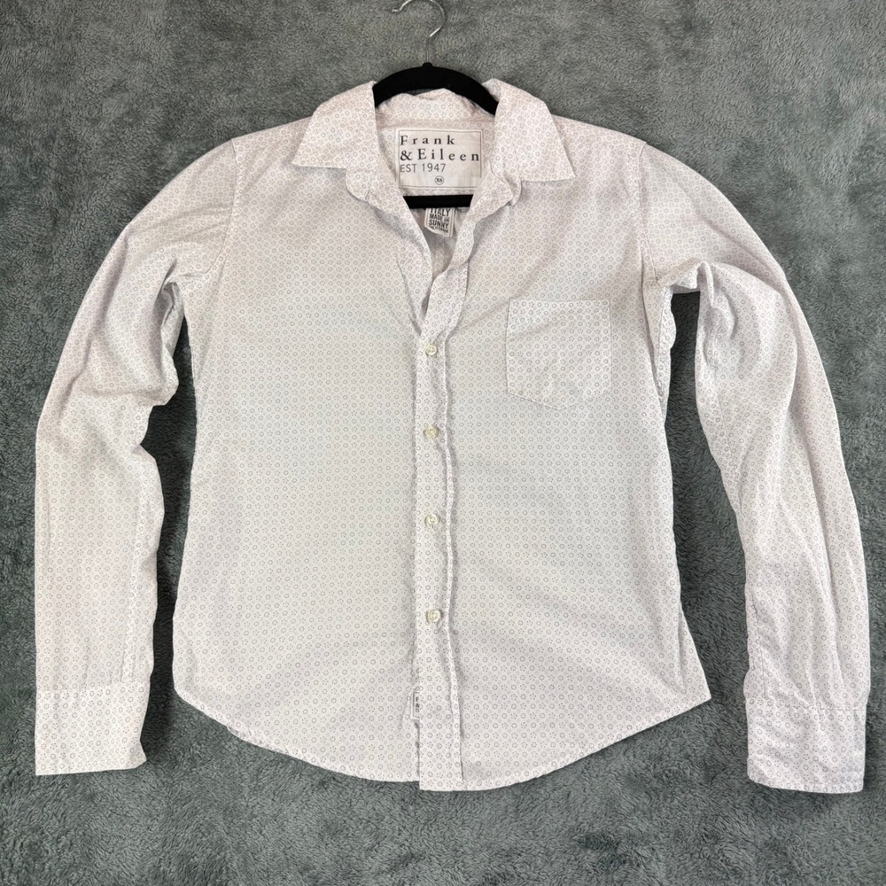 Frank & Eileen Barry Shirt Womens‎ XSmall White Geometric Print Button Up Cotton